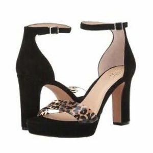 VINCE CAMUTO Sathina Leopard Black Ankle pumps new